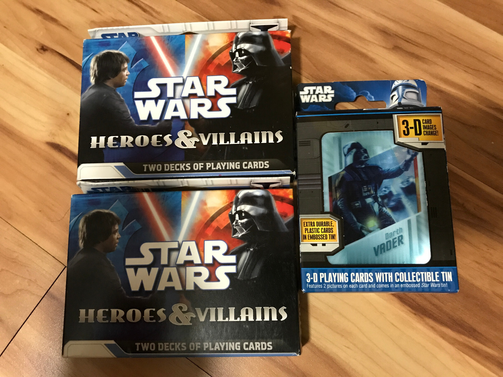 Star Wars Playing Cards Lot - Heroes & Villains, 3-D Tin