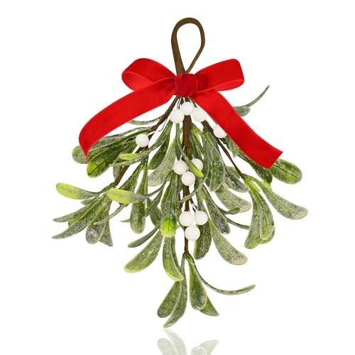 Mistletoe Christmas Decor, Artificial Fake Hanging Mistletoe Picks with 1