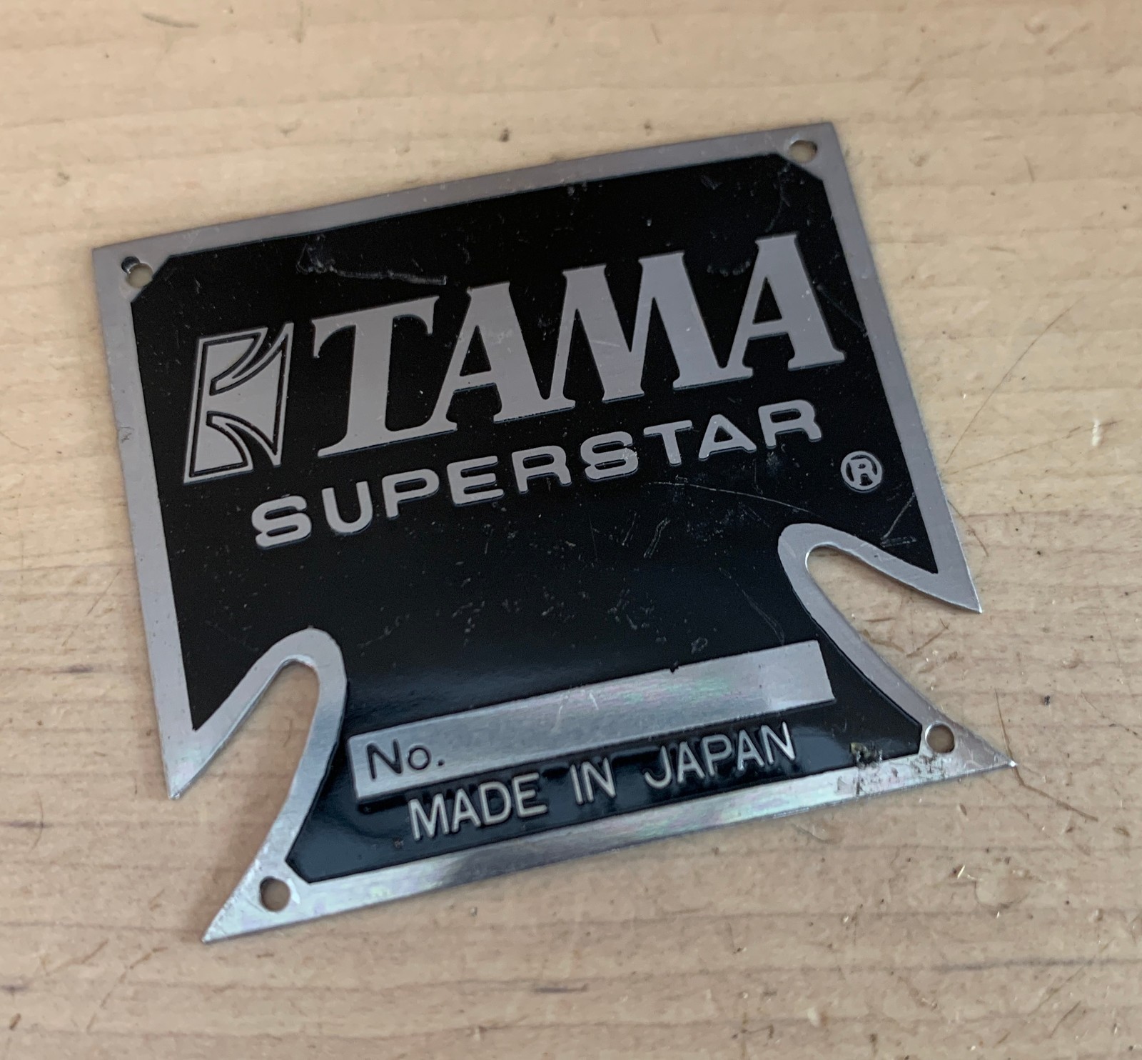 TAMA SuperStar T BADGE Logo Plate Emblem Part 70s 80s Vtg Japan No Serial, Hole