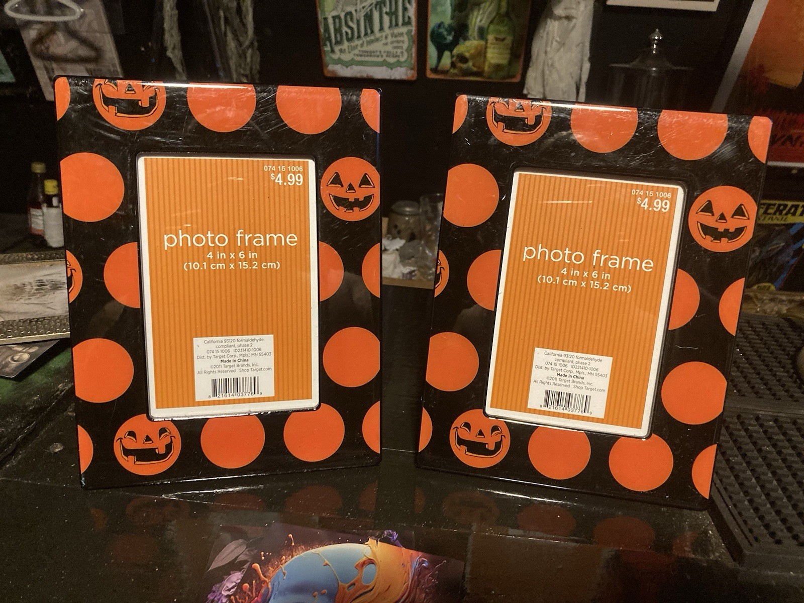 2 Jack o lantern Picture Frames Halloween 4x6