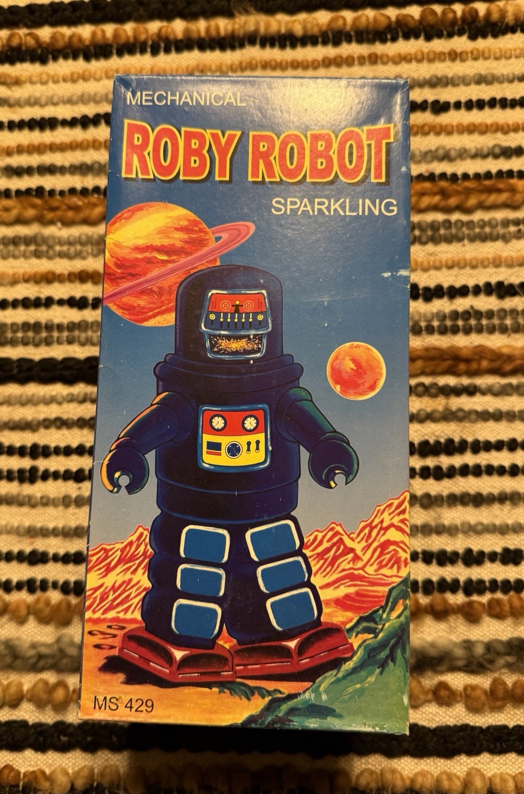 Mechanical Sparkling Roby Robot 8" MS 429 Tin Toy Wind-Up Robot, NEW!