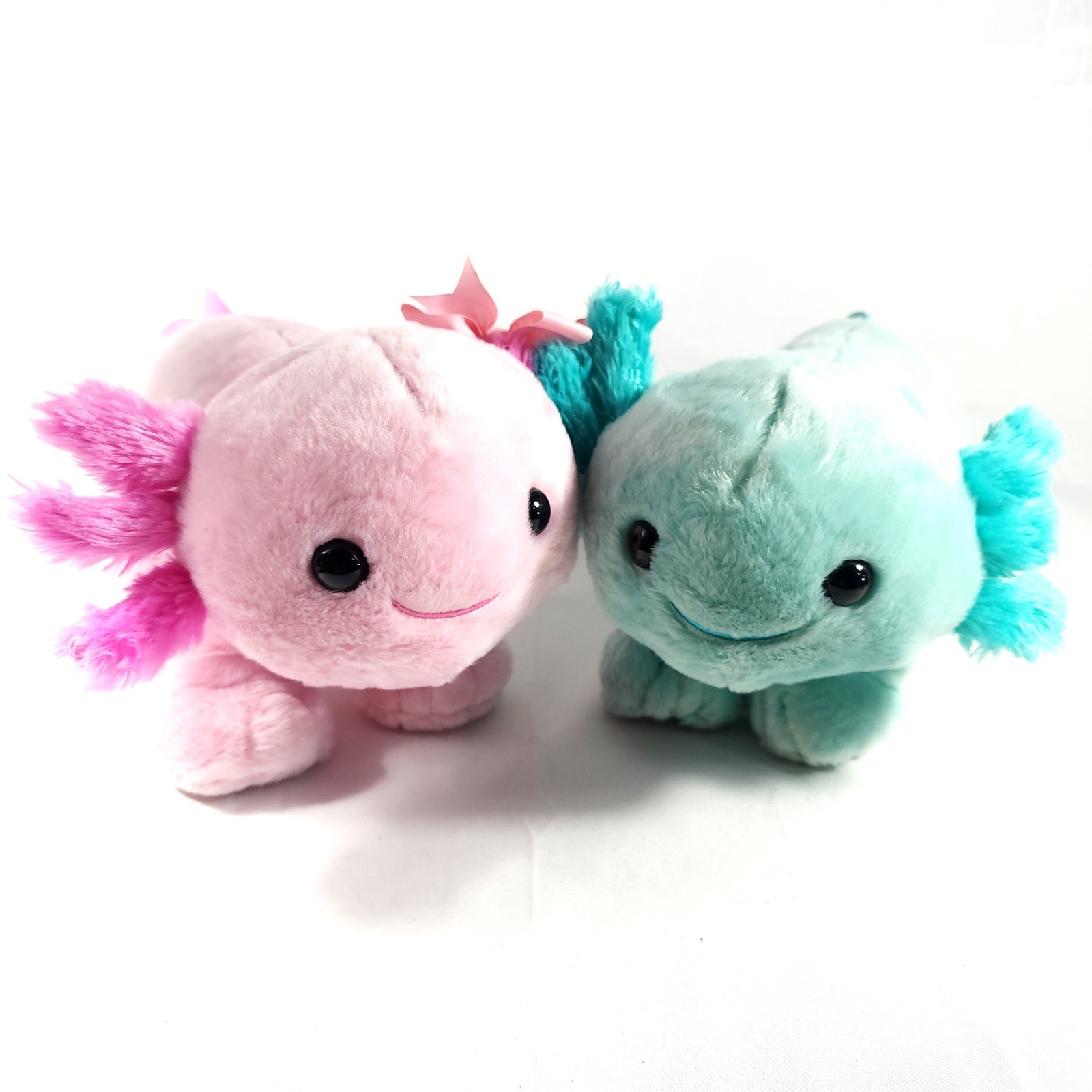 BAB Build A Bear Exclusive Pink And Turquoise Axolotl Lot Stuffed Animal Plush