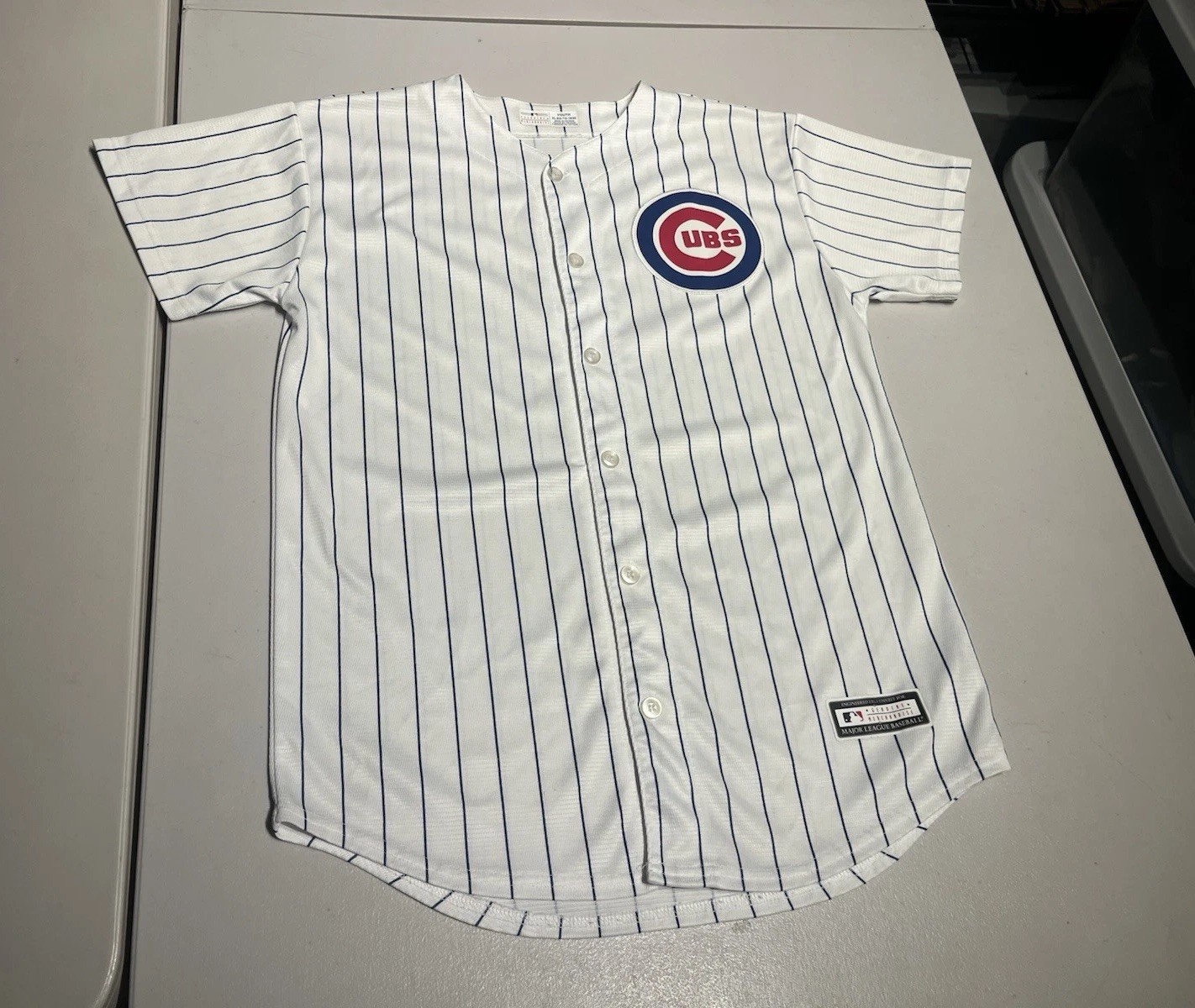 Chicago Cubs Jersey Boy’s XL White Genuine Merchandise Shirt MLB Baseball Poly