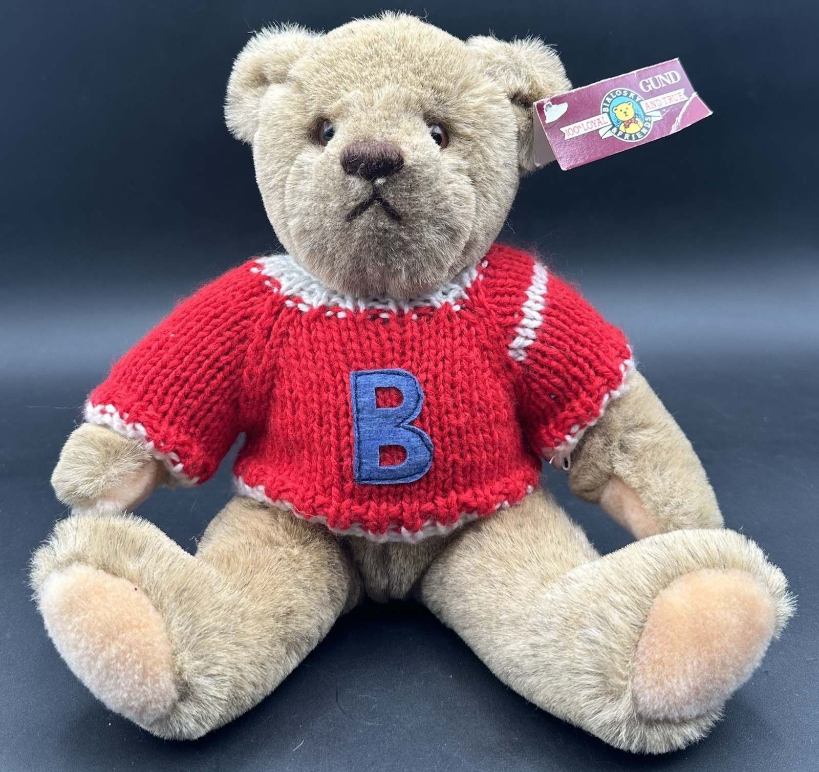 Vintage Gund Bialosky Teddy Bear Doll Sitting Knit Sweater B Korea 1982