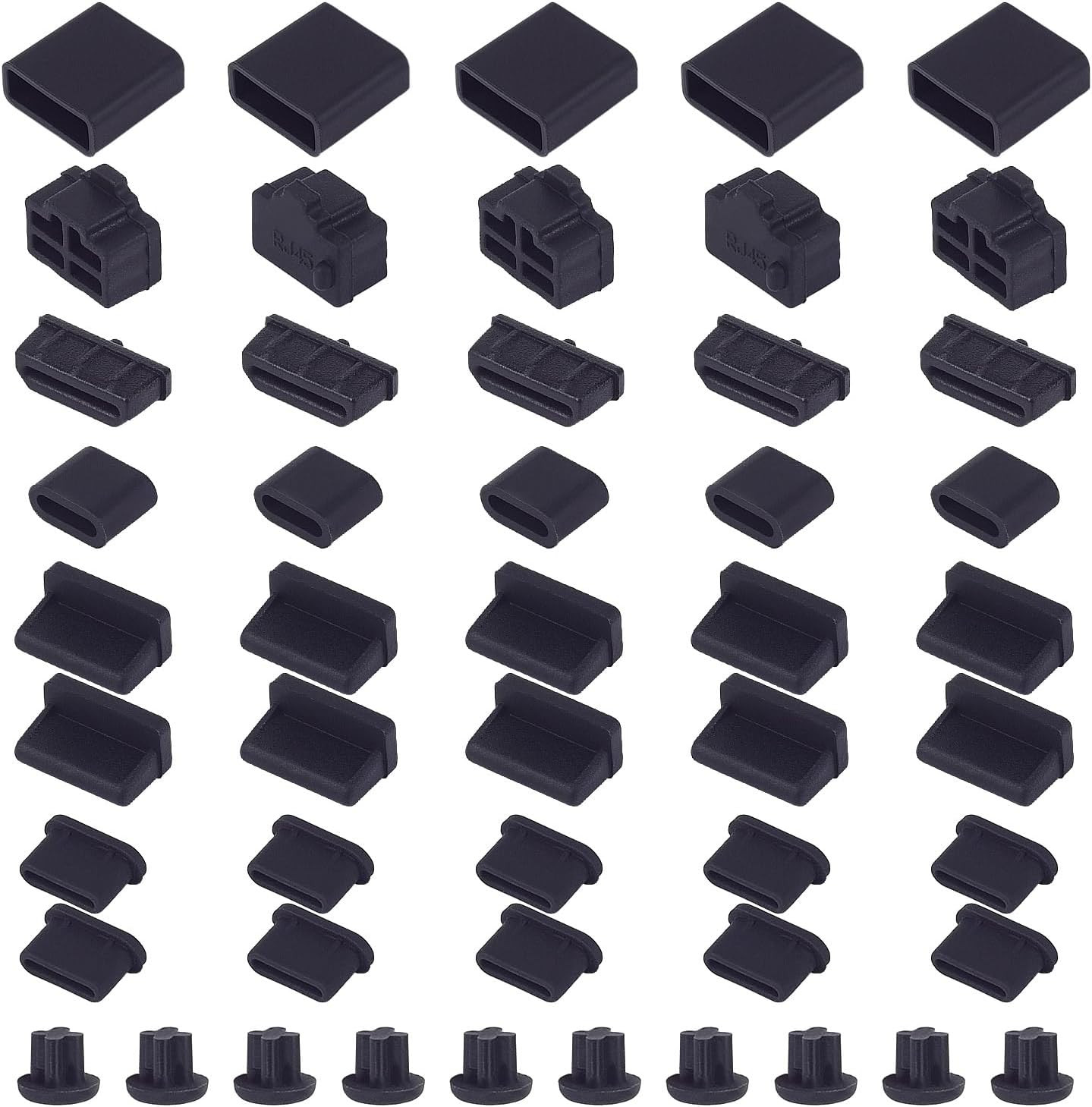 50 Pcs 7 Types USB Port Cover, Silicone USB C Port Dust Plugs Cap Cover for USB 