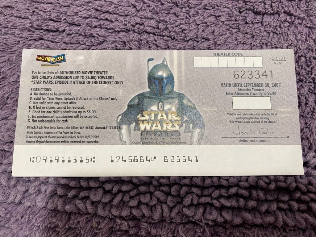 Star Wars:Episode II Attack of the Clones Movie Cash