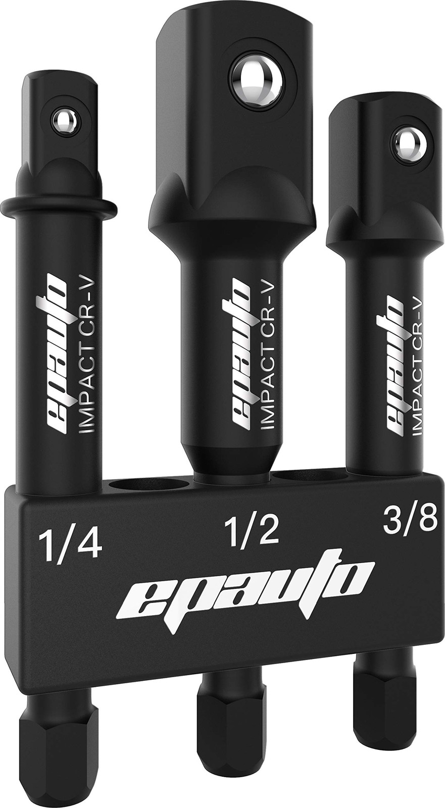 EPAuto Impact Socket Adapter Set, CR-V, 3 Pieces 3-Inch Long, Black 