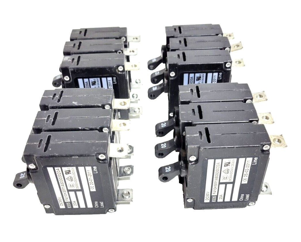 MIXED 10,15,20V DC80V 8335 F410k5m1a80000020A CIRCUIT BREAKER,(LOT OF-12.)