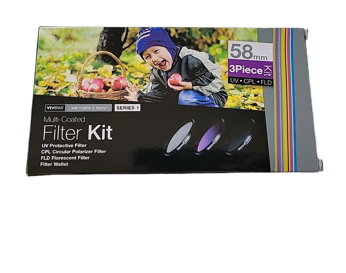 Vivitar 58mm UV, Circular Polarizer, and FLD 3-piece Filter Kit