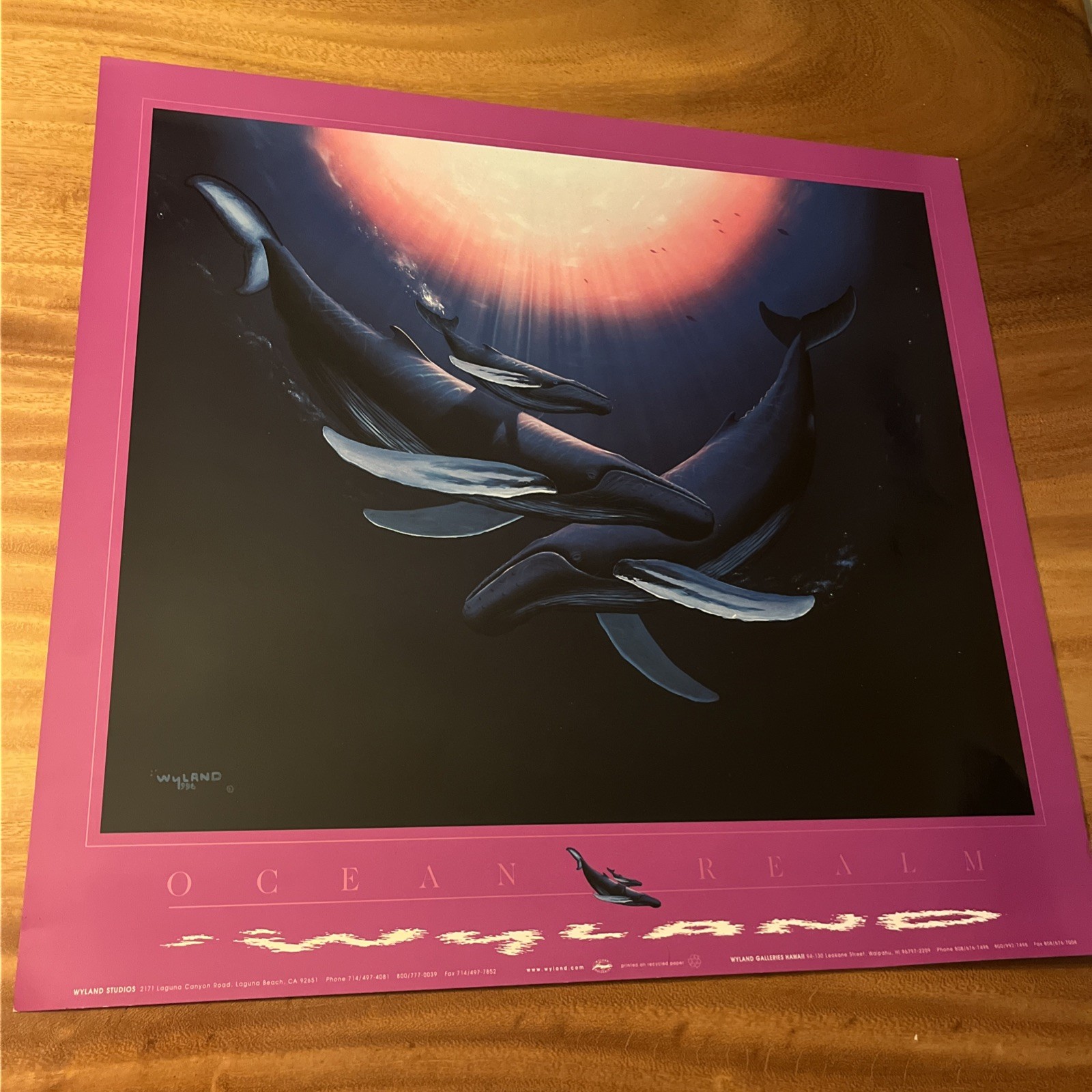 Wyland Ocean Realm Humpback Whale Poster Vintage Art Print Ocean Wildlife