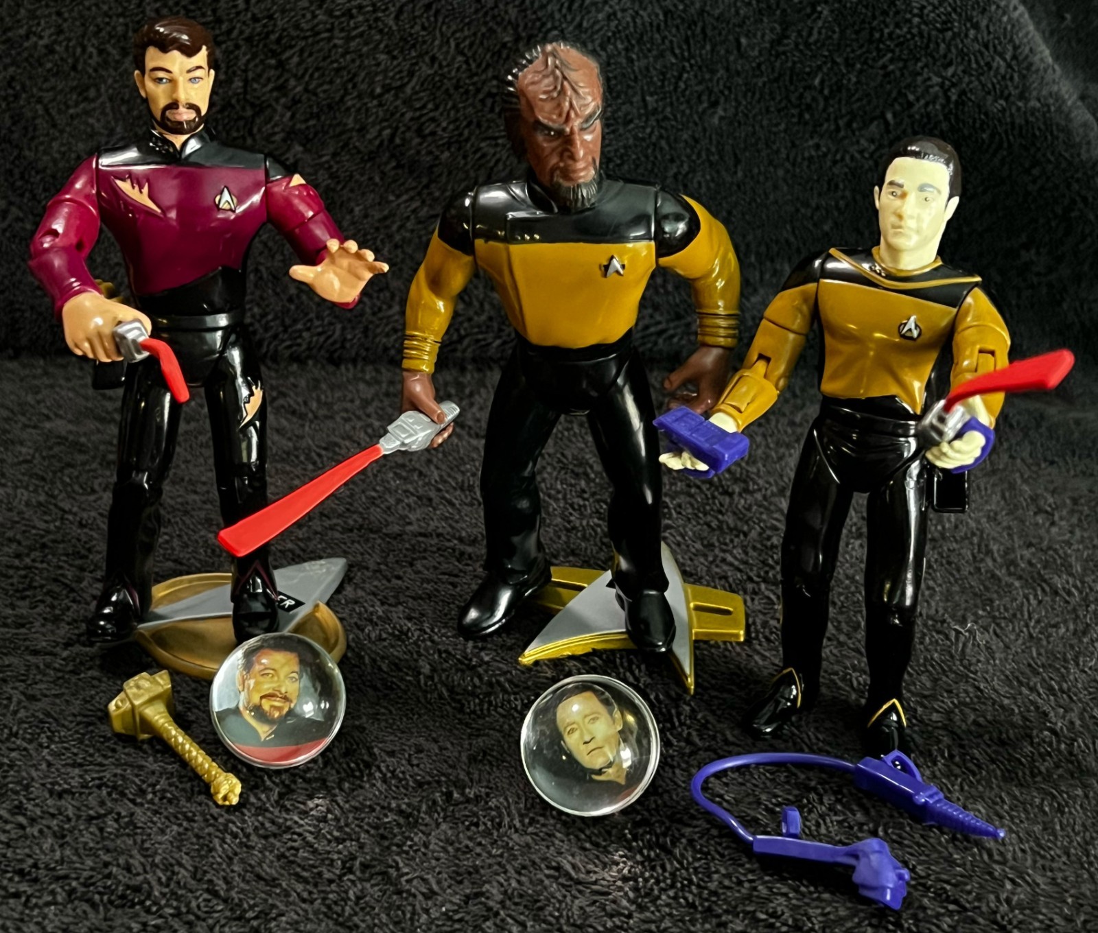 RIKER, WORF & DATA • TNG CREW • STAR TREK THE NEXT GENERATION PLAYMATES FIGURES