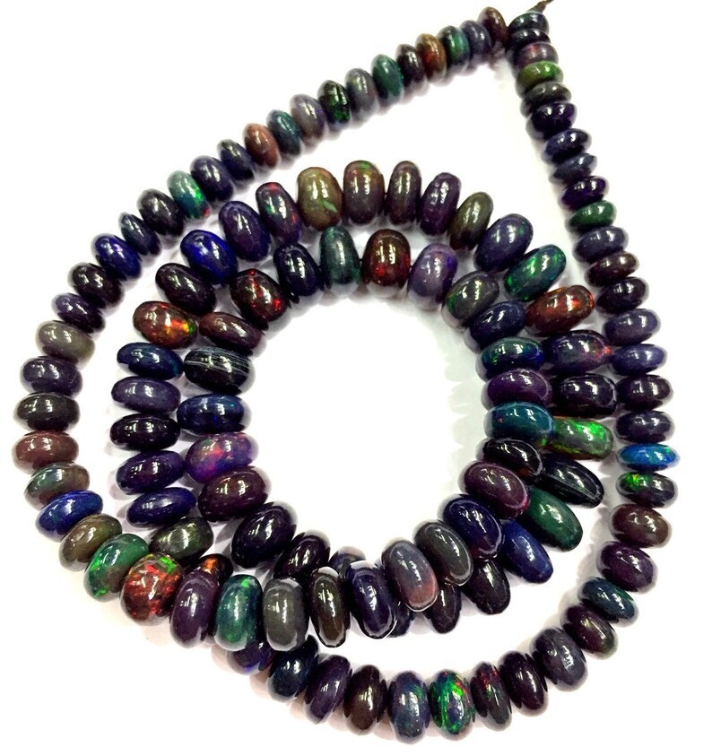 AAA+ QUALITY~~High Luster~~Ethiopian Opal Smooth Rondelle Beads Great Fire