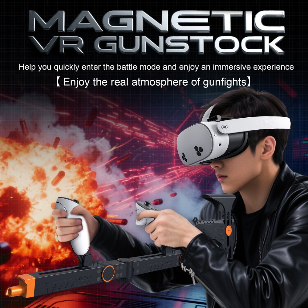 For Meta Quest 3/3S VR Headset Gaming Gunstock Holder Magnetic Shooting Stand
