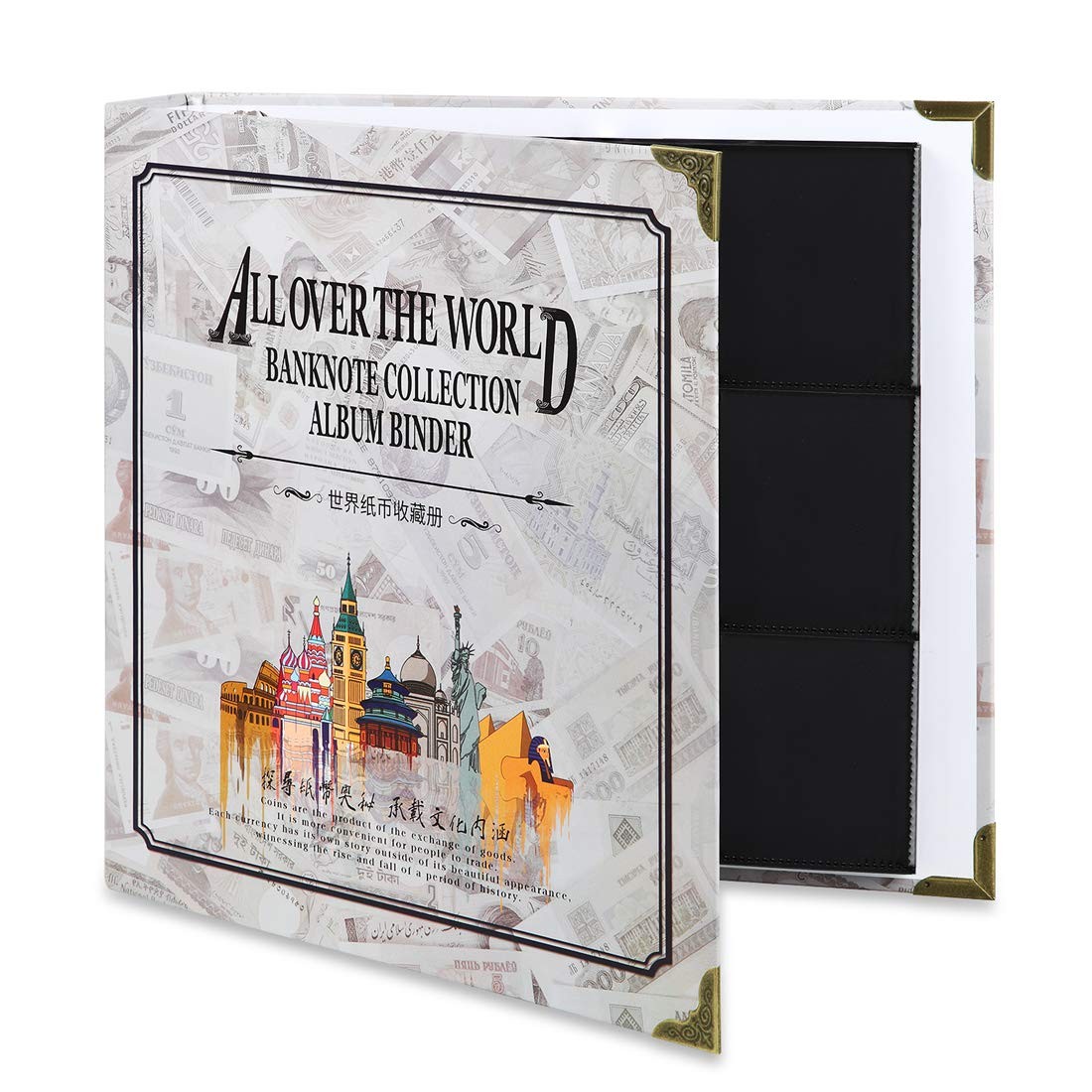 120 Pockets Banknote World Currency Collecting Album, Classic Binder Paper Mo...