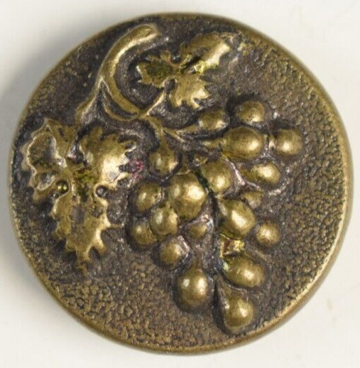 Victorian Fancy Brass Grapes Vine Leaves Clothing Button R15