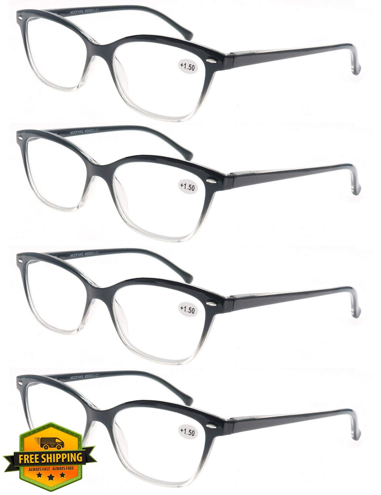 MODFANS 3 Pair Round Reading Glasses Men Women +3.25 Spring Hinge Style