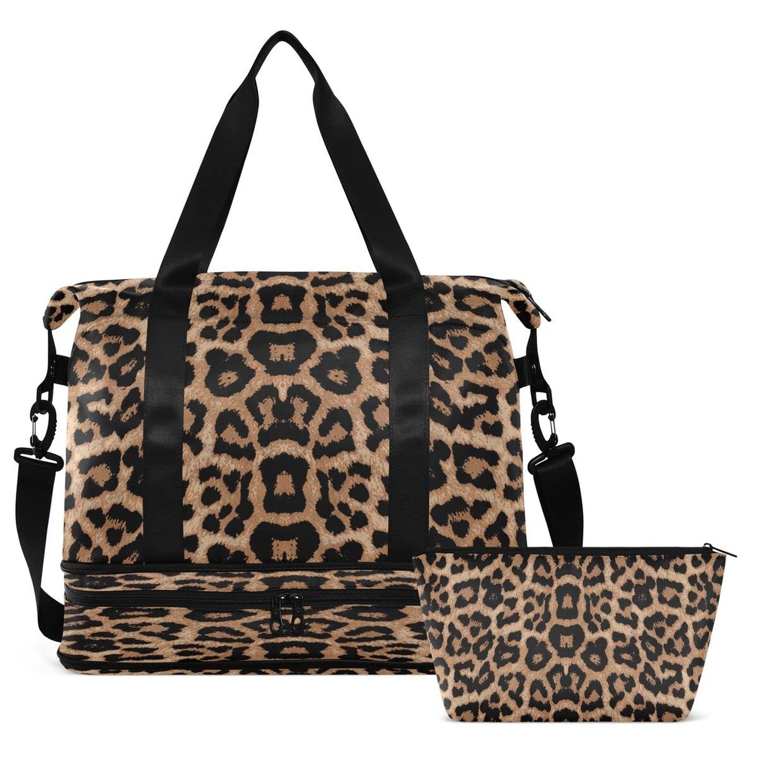 Bolaz Leopard Print Gym, Travel, Business, Yoga Duffel Bag with Wet Pocket, S...