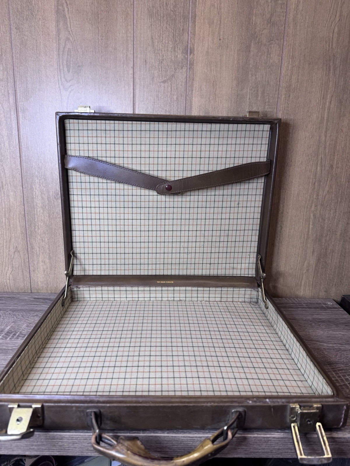 VTG Mid 1900s Light Brown Leather Suitcase Luggage Top Grain Cowhide Carry On