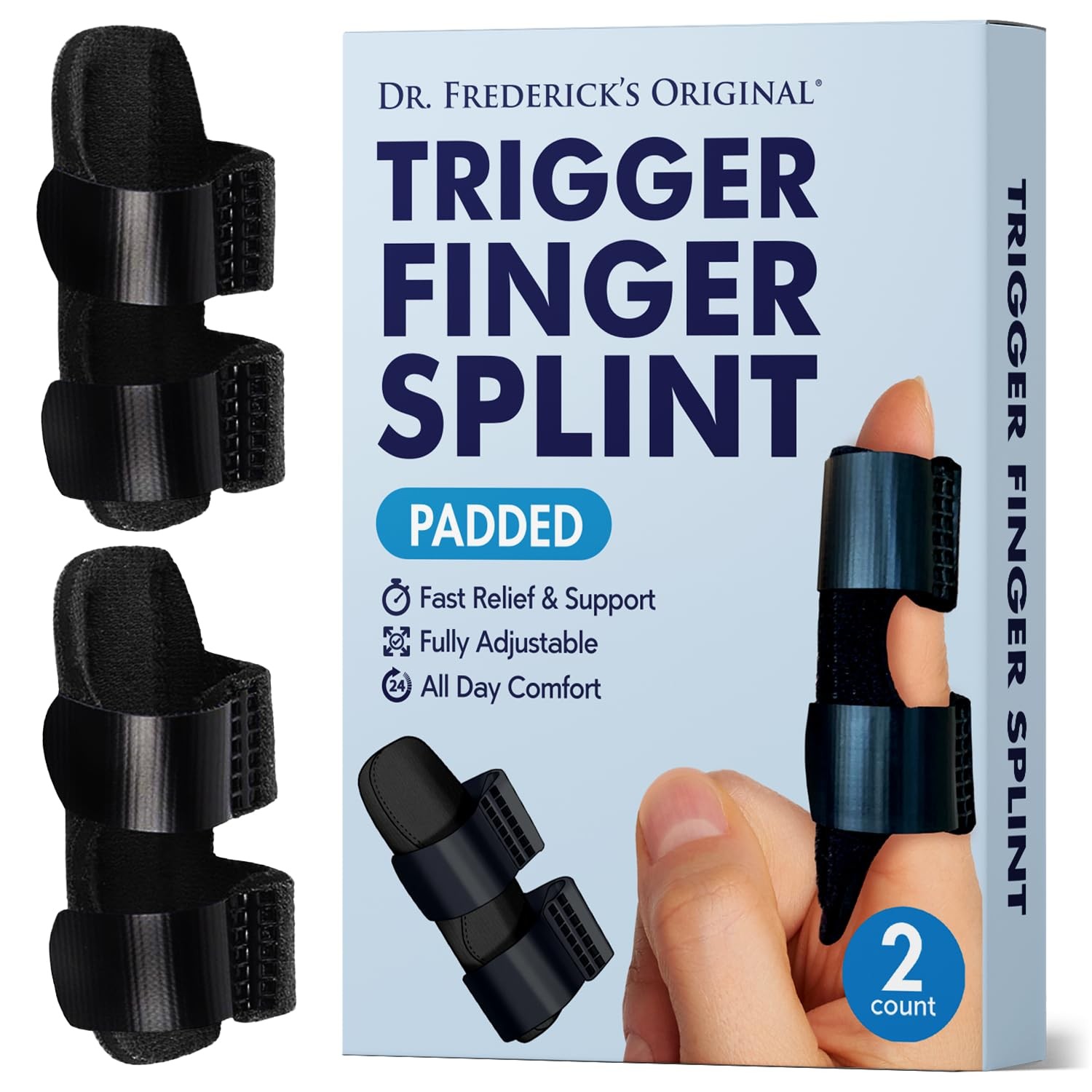 Dr. Frederick's Trigger Finger Splint - 2 ct - HSA/FSA - Index, Middle & Ring...