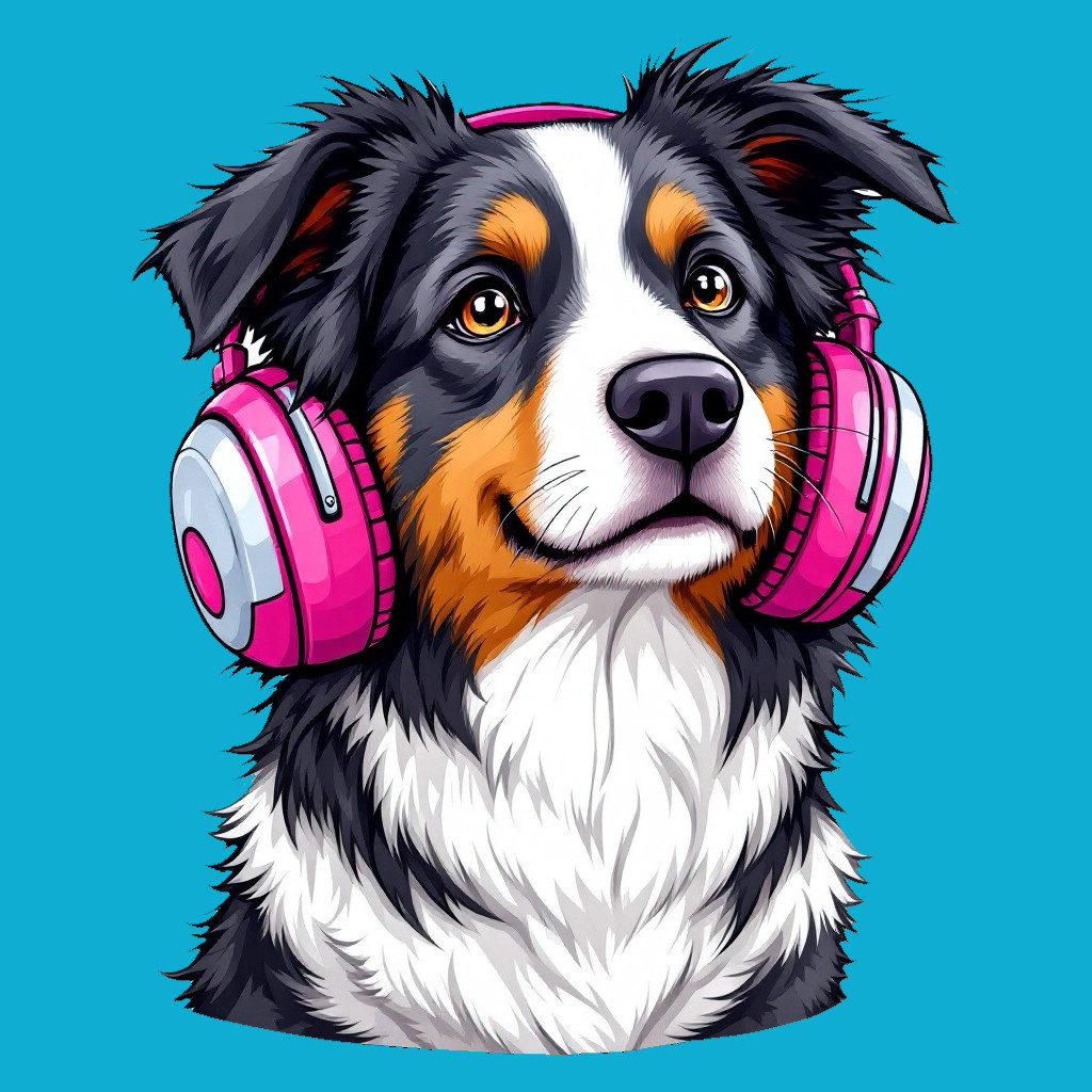 3” Dog Headphones Sticker