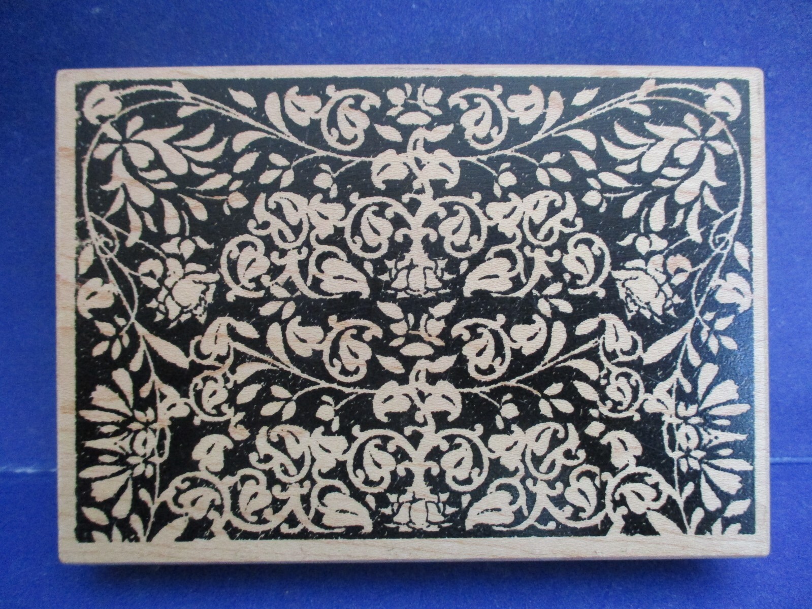 GREAT IMPRESSIONS XL FLOURISH LES FLEURS BACKGROUND RUBBER STAMP WOOD MTD K56