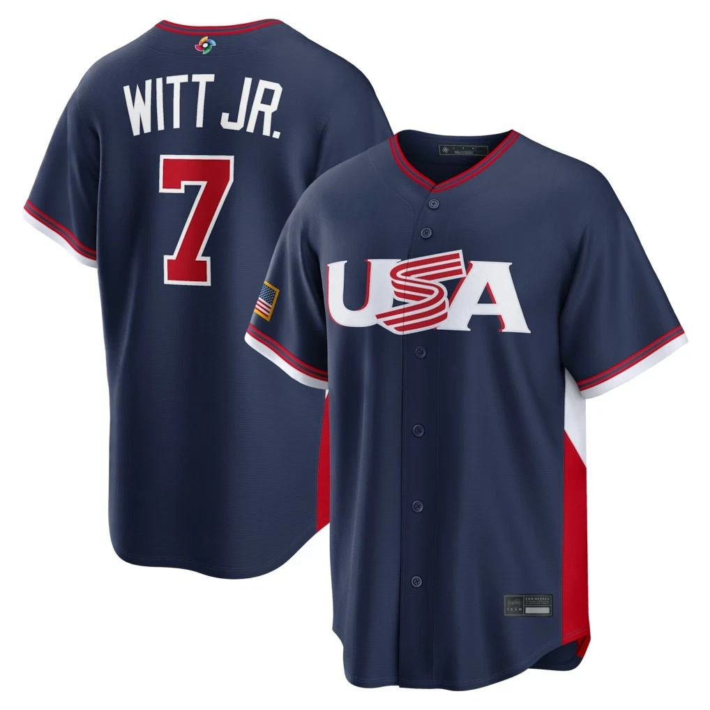 NWT #7 Witt Jr. 2026 World Classic Navy - MEN Stitched Jersey
