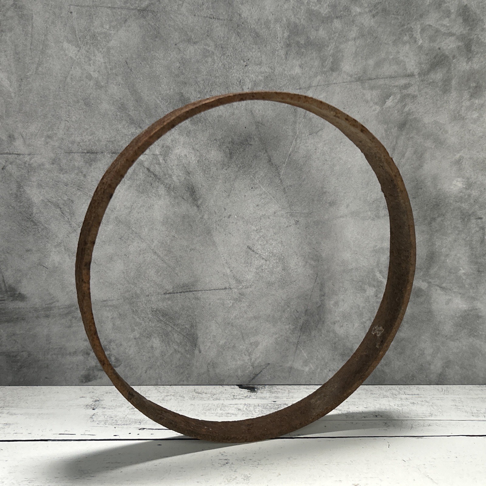 Antique Iron Barrel Hoop 9" Diameter 1800s Rustic Metal Ring Farmhouse Decor