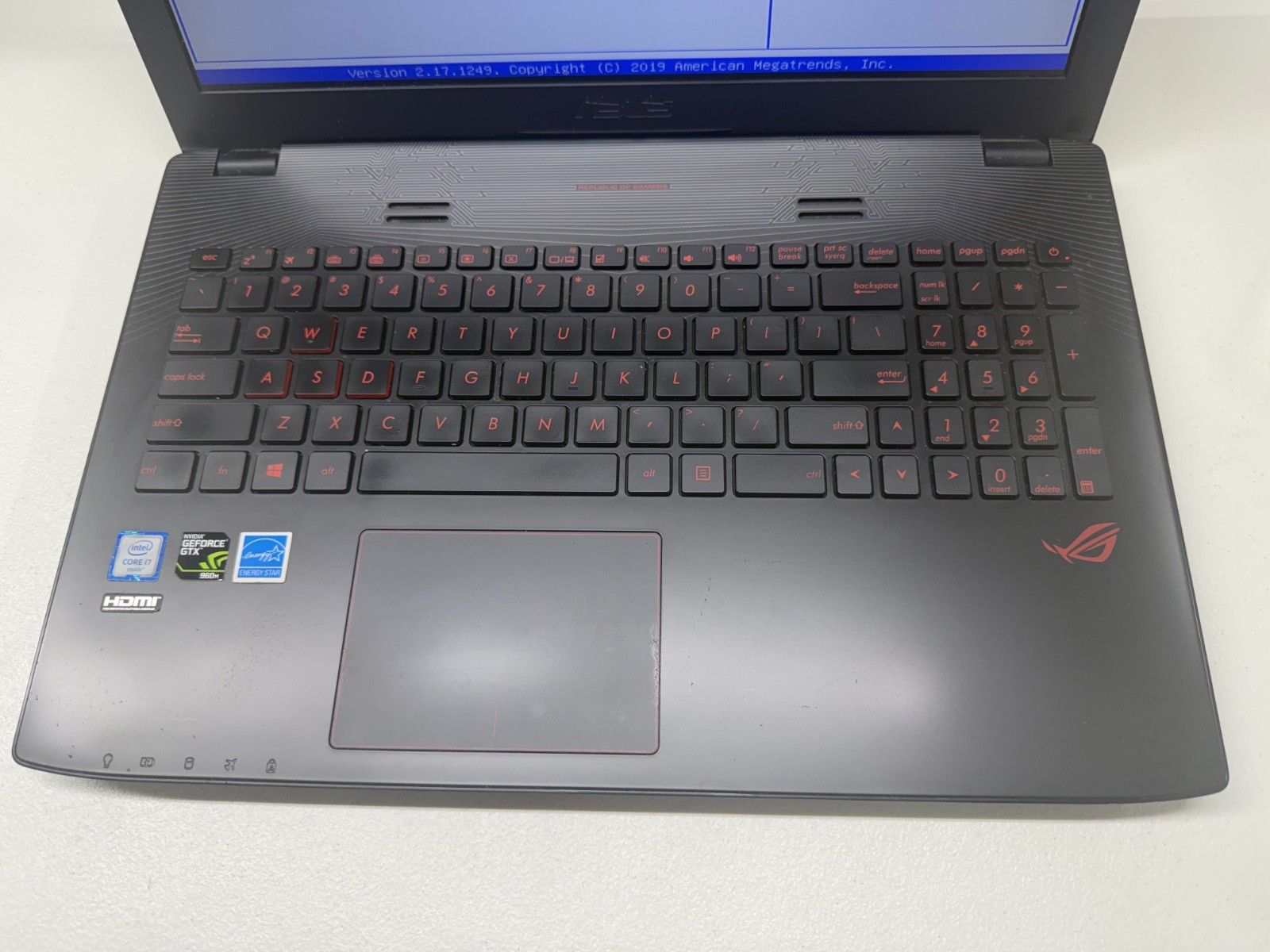 ASUS ROG GL552VW-DH74 15.6" Laptop Intel Core i7-6700HQ 4GB Ram - FOR PARTS -