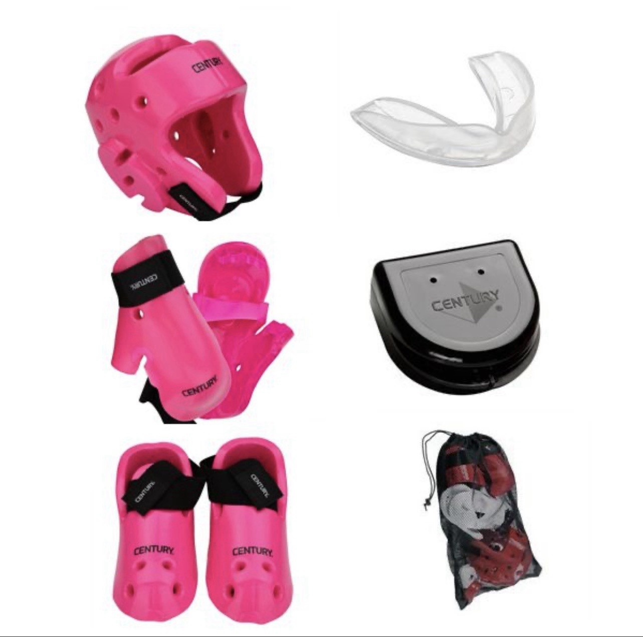 CENTURY Pink & White Martial Arts Gear Set M/L Hi Kicks Punches Sparring Shin