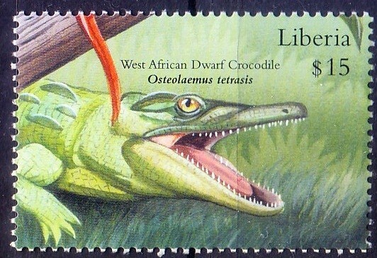 West African Draft Crocodile, Reptiles, Liberia 2001 MNH