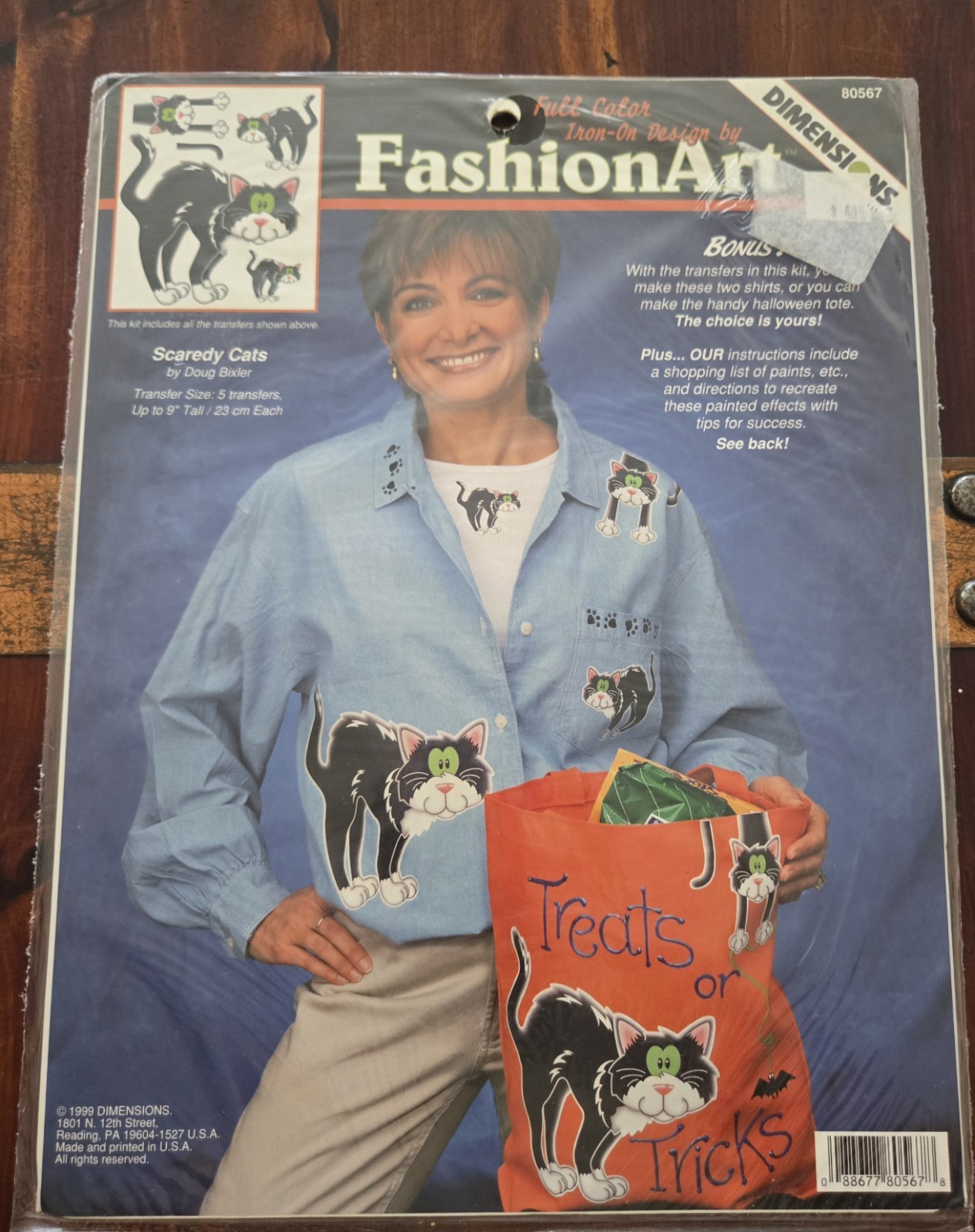 Vintage NOS Dimensions Iron-On Transfer 80567 Scaredy Cats Halloween