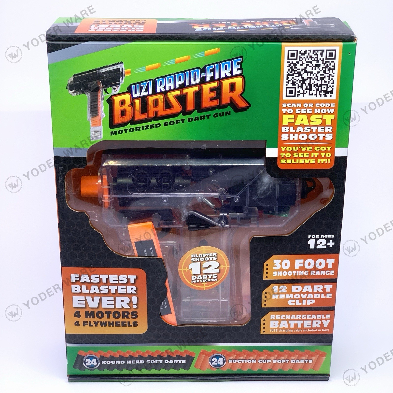 UZI Rapid Fire Dart Gun Blaster Electric Automatic Soft Bullet  Toy Gun - Foam