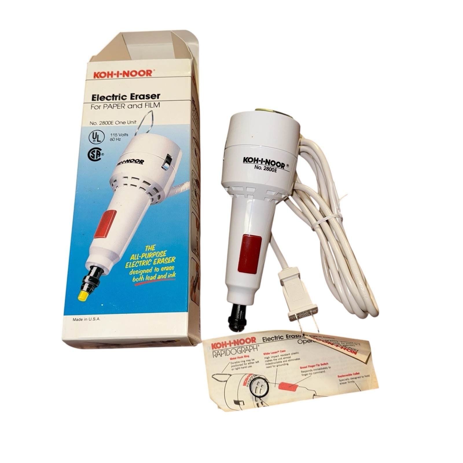 KOH-I-NOOR No. 2800E Electric Drafting Eraser - Made in USA - NOS
