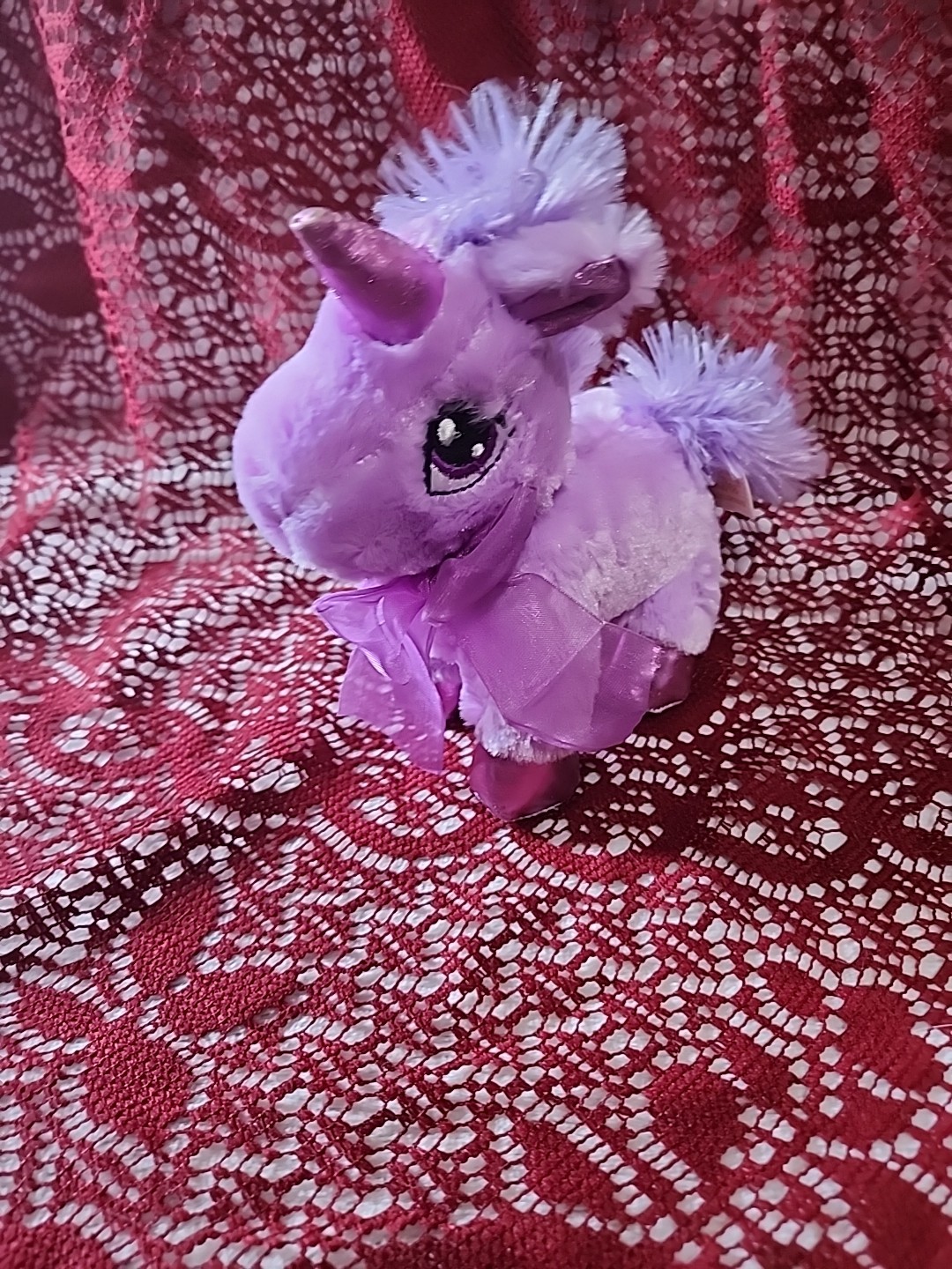 Dan Dee Dandee Collectors Choice Purple Unicorn 8” Plush Shimmery Sewn Eyes