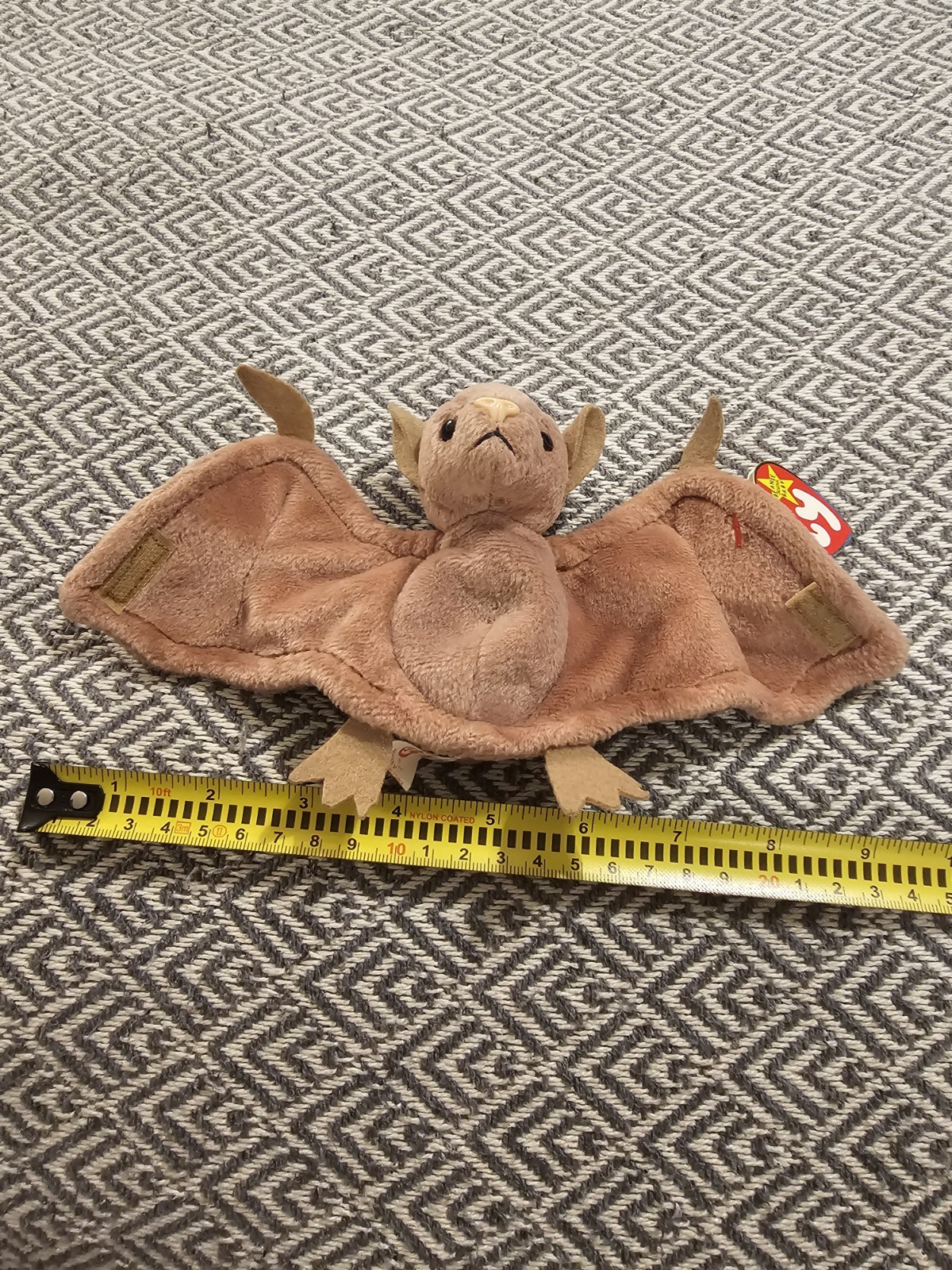 Vintage 1996 Ty Beanie Baby Buddy Batty New NWT Stuffed Toy Brown See Desc.
