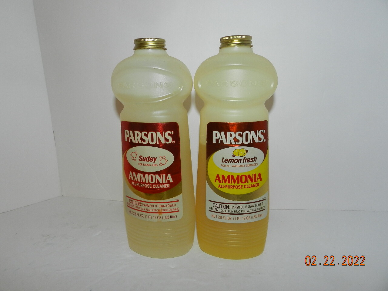 VTG Parsons' Sudsy, Lemon Fresh Ammonia Cleaner Detergent Bottle 1 Pt, lot of 2 