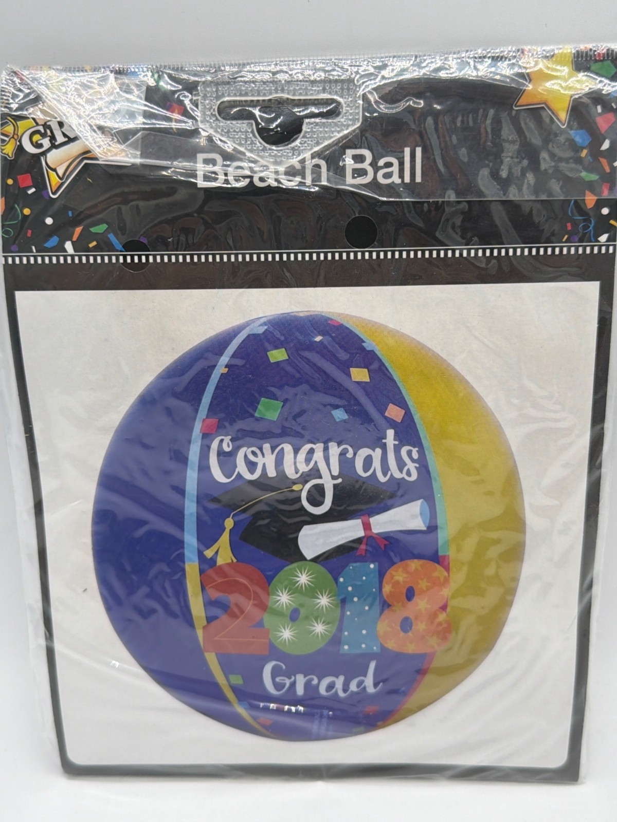 Congrats 2018 Grad Inflatable Beach Ball In Blue & Yellow Colors