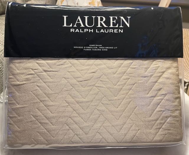 Ralph Lauren Kaia Matelassé Sham, King 20" x 36" NATURAL BEIGE $135 MSRP
