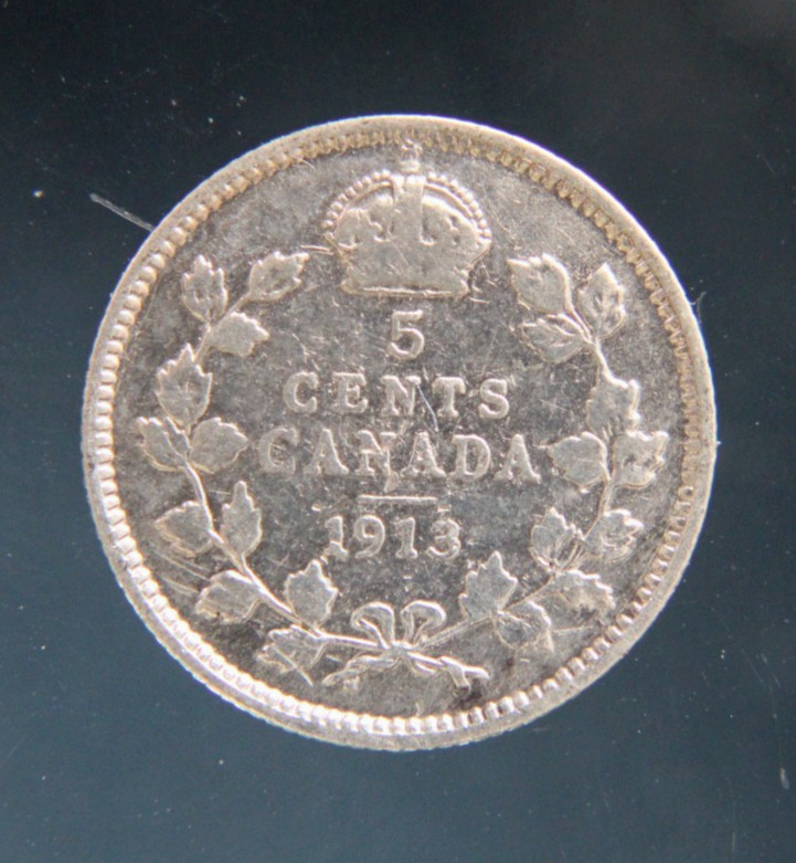 Canada, 5 cents, 1913 Silver coin(0.925)