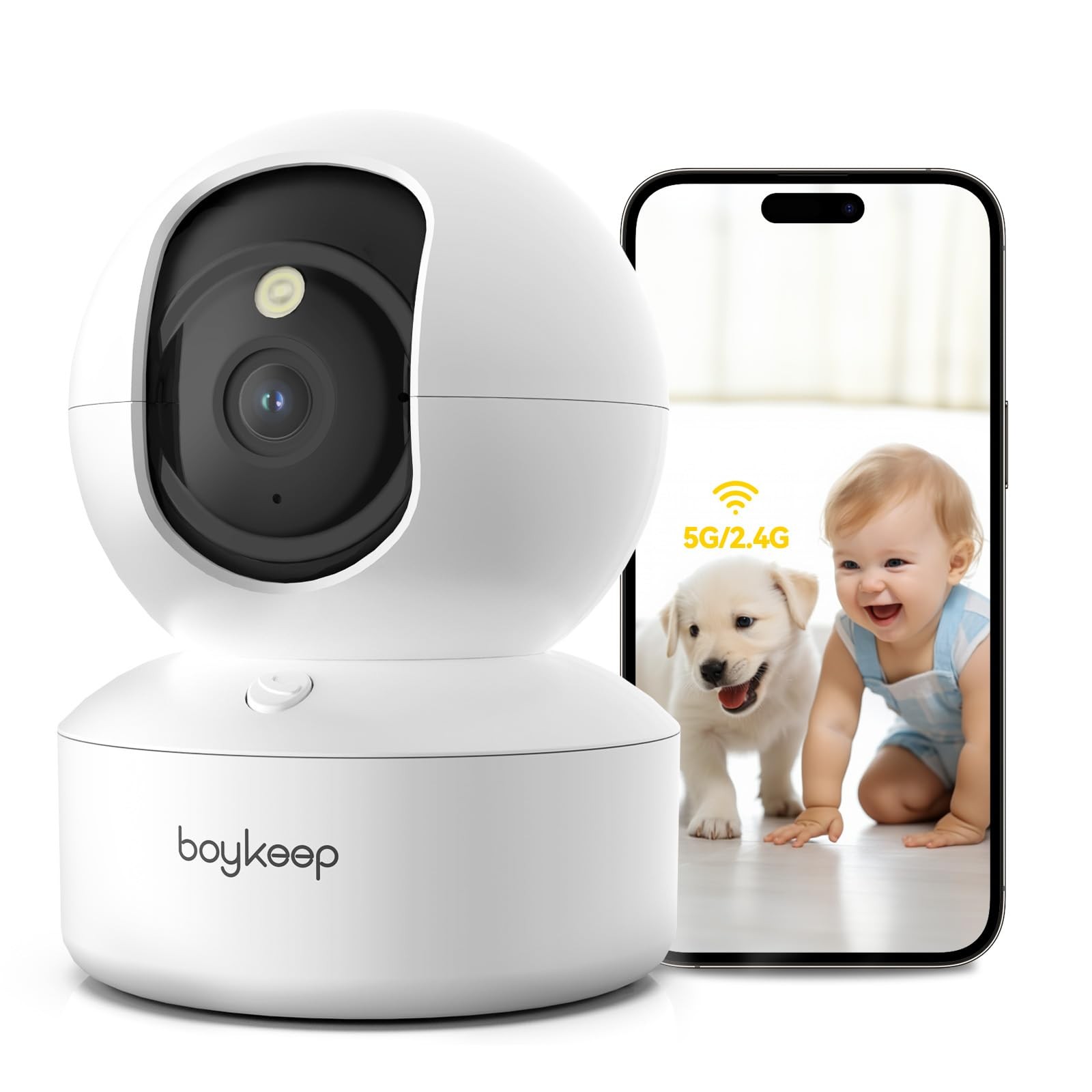 Indoor Camera 2K Pet 5G 2.4GHz WiFi Baby Monitor 360 Pan Tilt Color Night