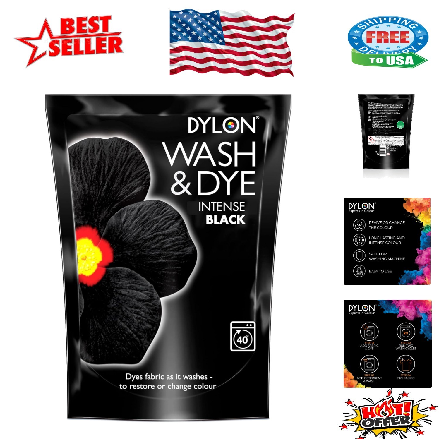 All-in-One Wash and Dye - Transform Your Large Fabrics to Velvet Black Elegance