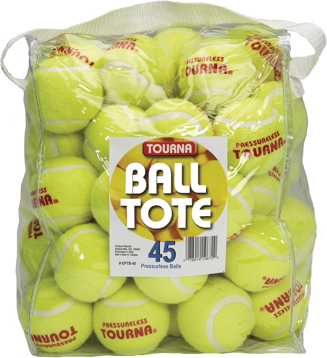 Pressureless Tennis Balls with Vinyl Tote (45 Pack of Balls)