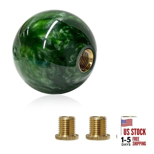 Round Ball Shift Knob, Marble Style Gear Lever Stick Shifter Marble-Dark Green