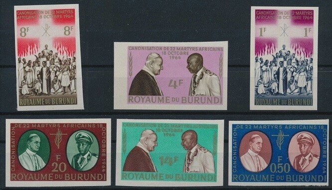 Burundi 1964 MNH imperf 6v, Pope, Religion 