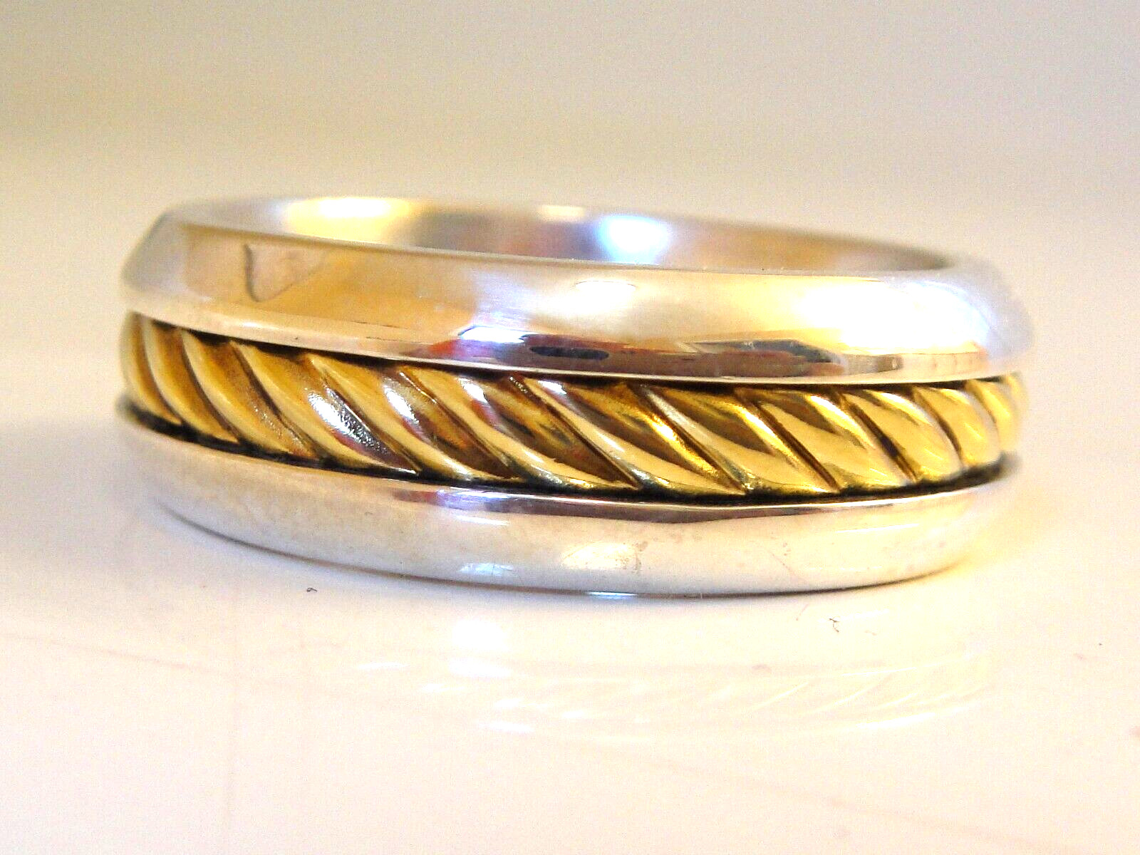 DAVID YURMAN 18K GOLD, SILVER MENS CABLE RING