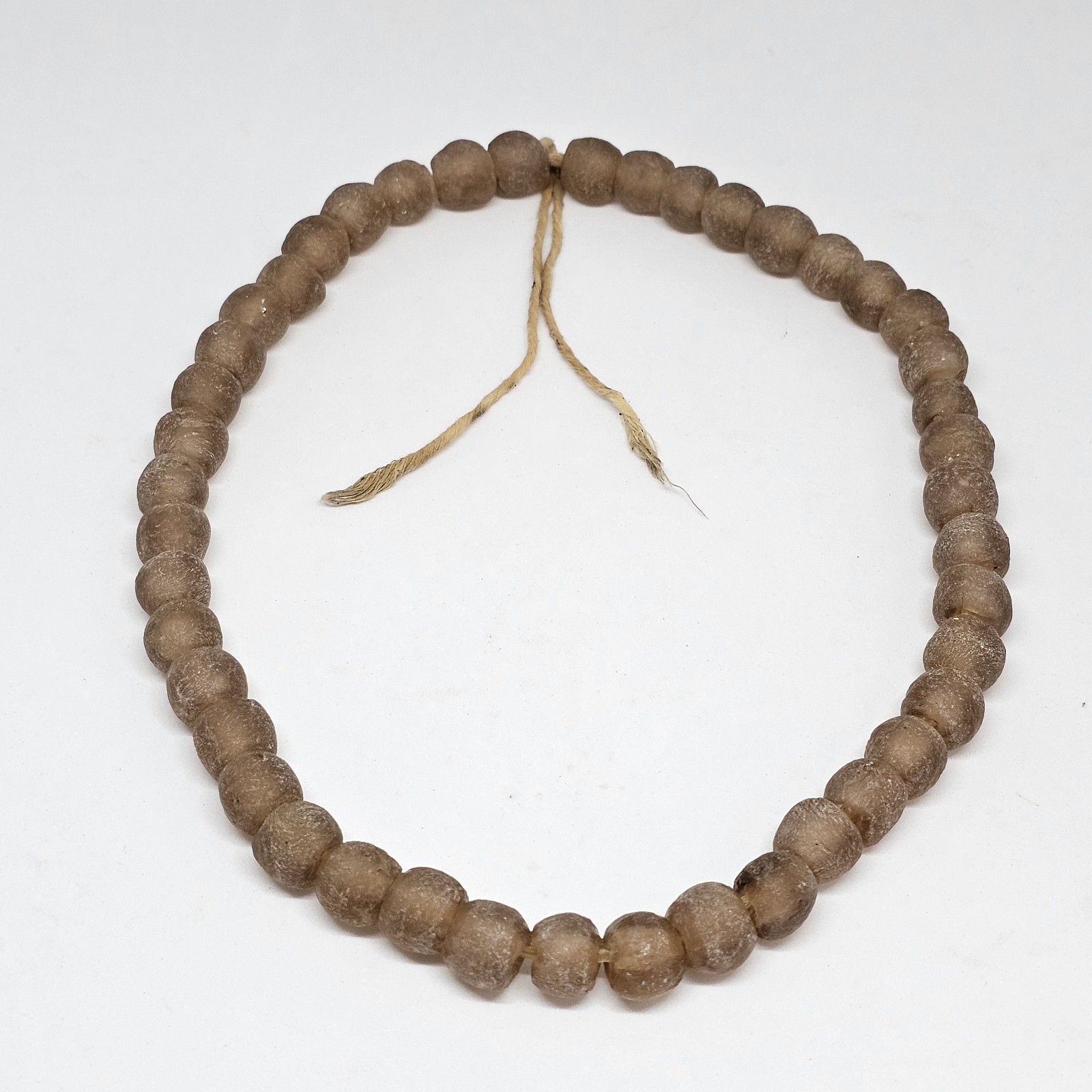 Ghana African Krobo Transparent Matte Brown Recycled Glass Trade Beads