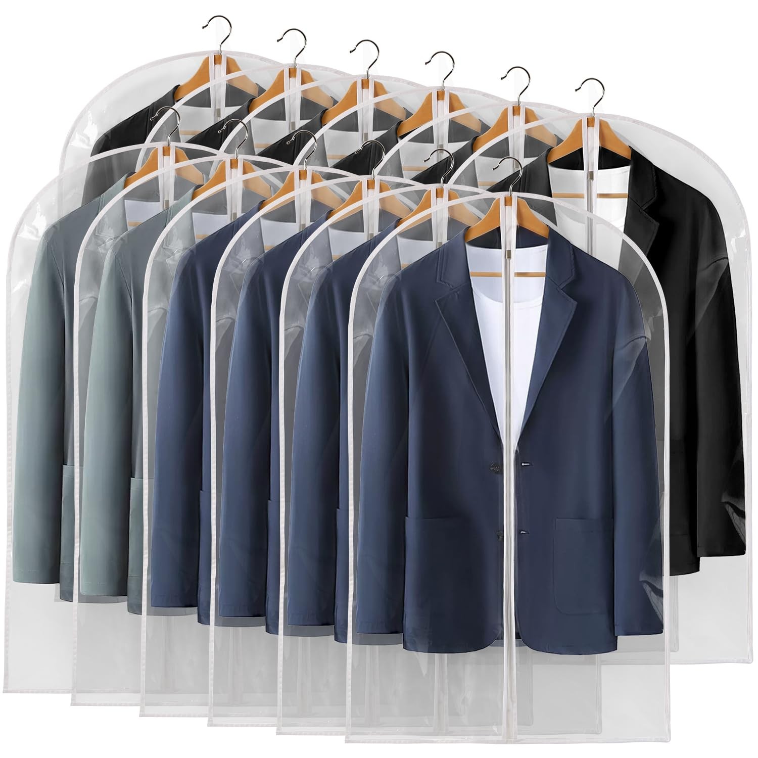 Perber 40" All Clear Garment Bags for 24'' x 40'', - 12 Pack 