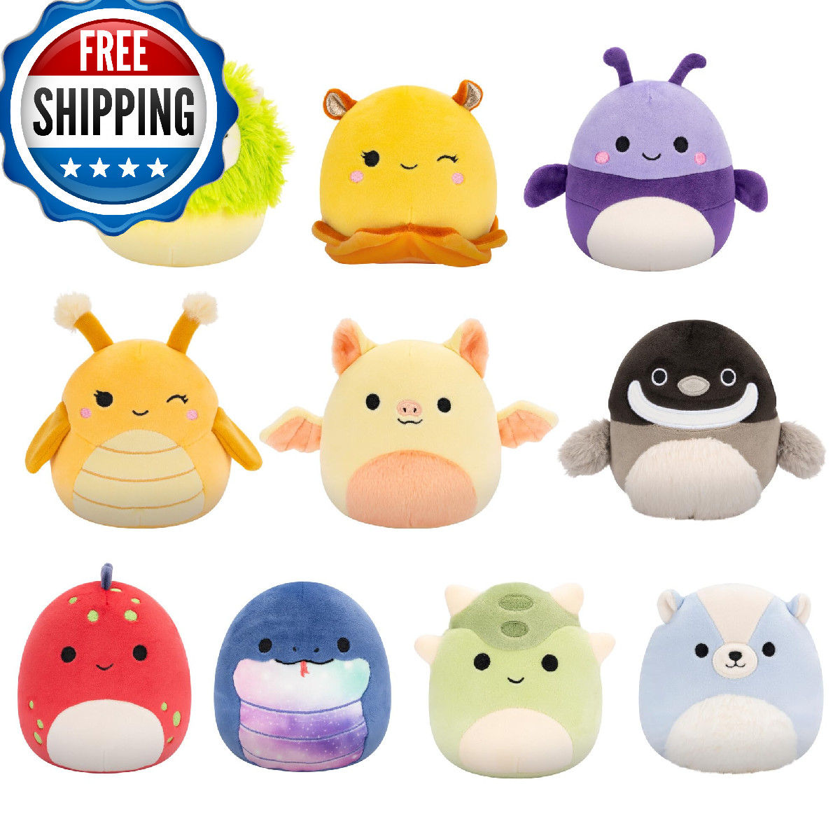 Squishmallows Original 5" 10-Pack - Axel, Bijan, Cavaleri, Dolan, Gertrude + 5 M