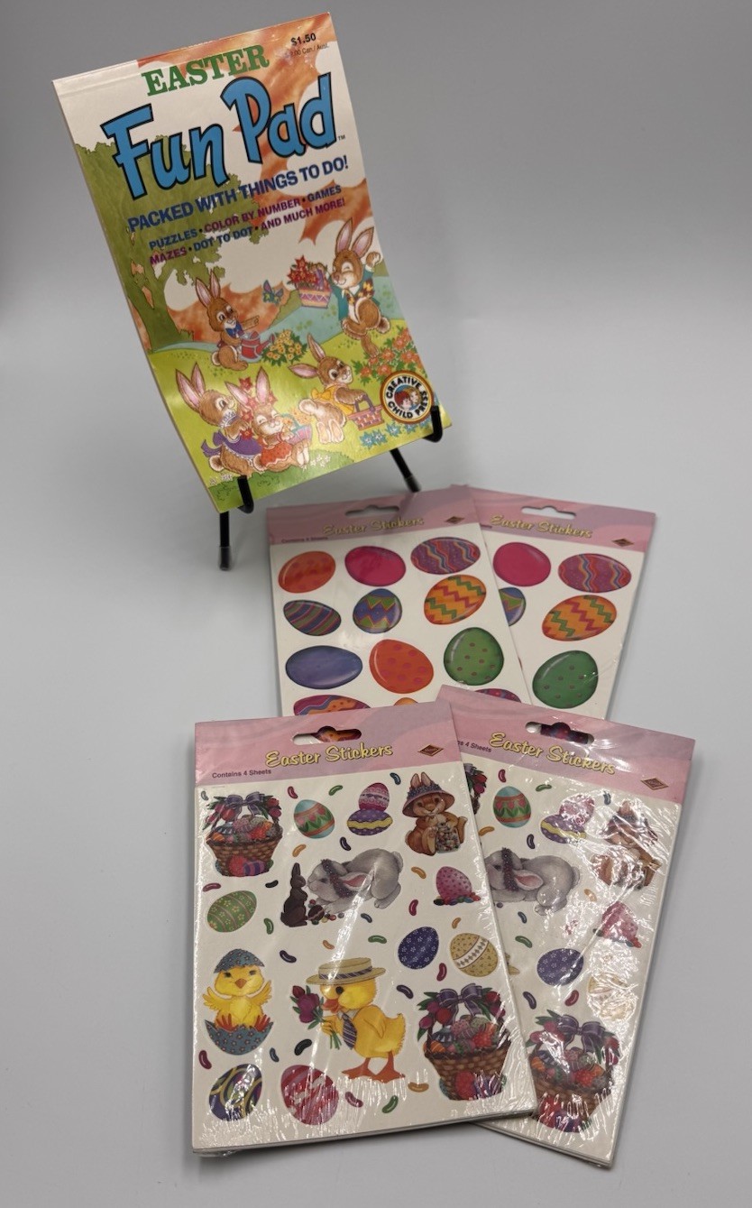 4 Packs 1998 Beistle Easter 16 Sheet Stickers /VTG Easter Fun Pad  Playmore 1990