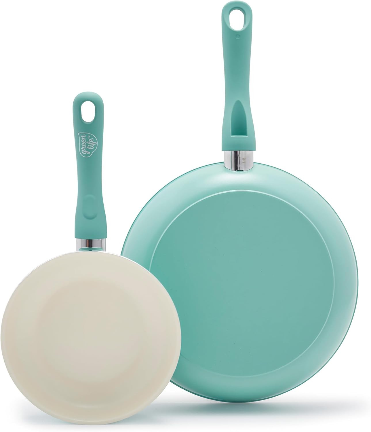 Non Stick Fry Pan Set (7" & 10"), Non-Toxic Pfas-Free Ceramic Skillets, Dishwash